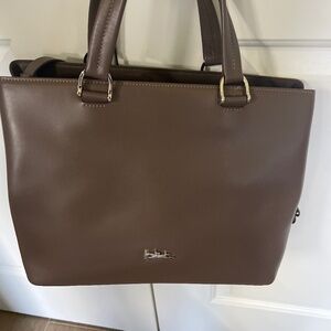 Longchamp Leather Taupe Handbag Satchel  Brand New!